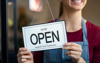 Open sign in a small business shop